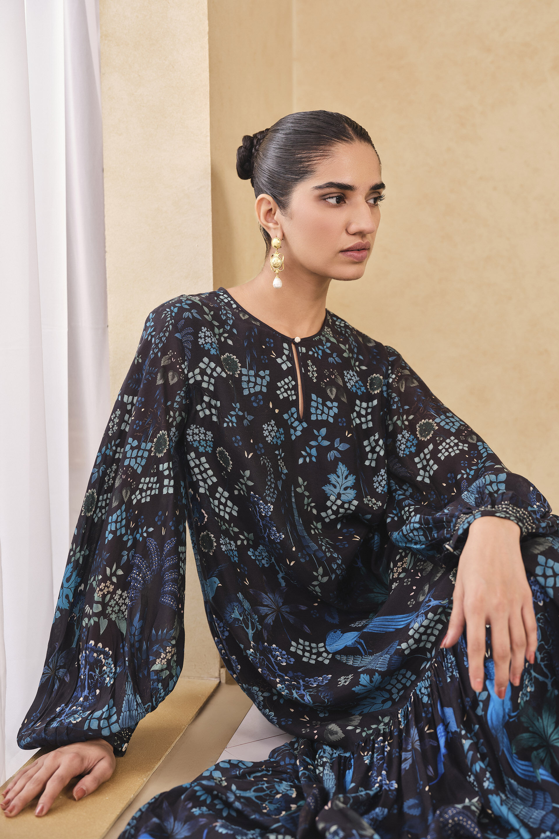 Avis Printed Kaftan - Black, Black, image 5